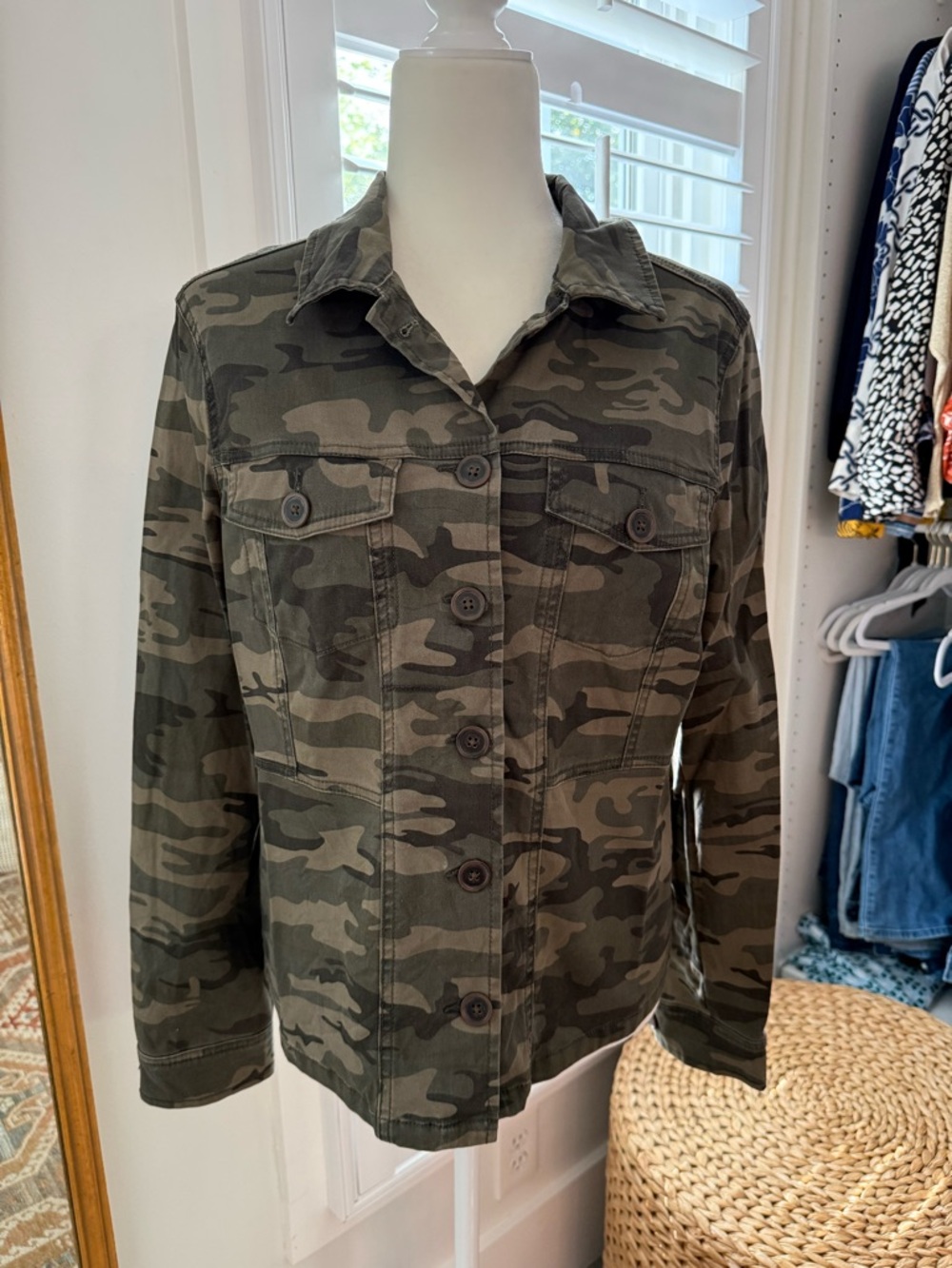 Women’s Sanctuary Camo Button-Front Jacket - Olive Green